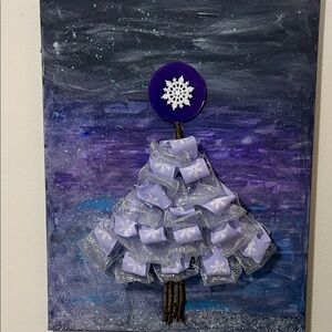 Lavender Snowflake Tree Mixed Media Art